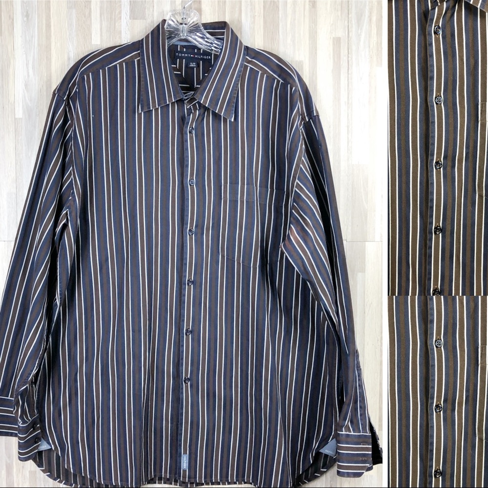 Tommy Hilfiger | Navy Brown Stripes Button up